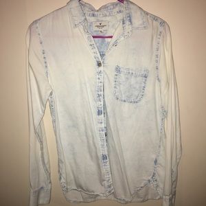Denim chambray button down top - American Eagle
